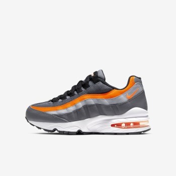 Nike Air Max 95 - Nagyobb Gyerek Air Max Trainers - Sötét Szürke/Fekete/Szürke/Narancssárga